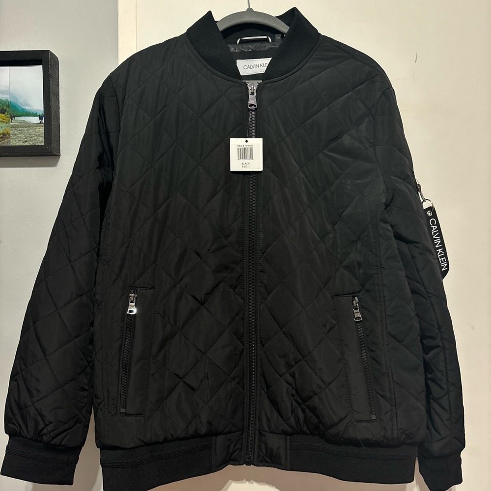 Calvin Klein Black Bomber Jacket, Men’s Size Large, Brand New w/ tags